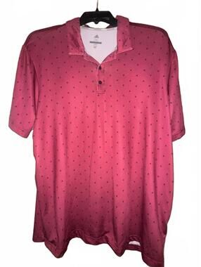 Adidas Men's 2XL Coral Pink Golf Polo Shirt with Pattern Design